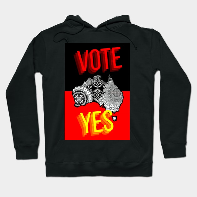 Vote Yes To The Voice Indigenous Voice To Parliament Contrast Colors Faded Text Hoodie by 3dozecreations